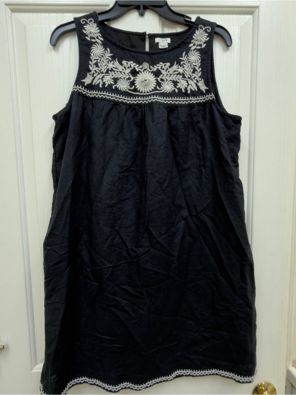 J. Crew black lined embroidered dress with pockets size medium